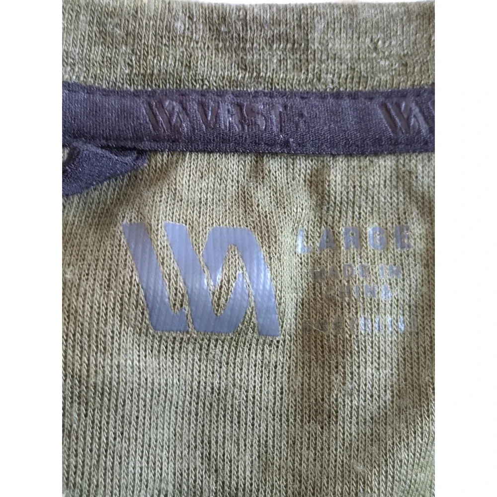 VRST Merino Wool Blend Long Sleeve Shirt Zippered Pocket Green Sz Large Crew
